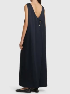 Vestito midi in raso con spilla
