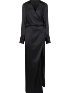 Vestito midi in raso drappeggiato
