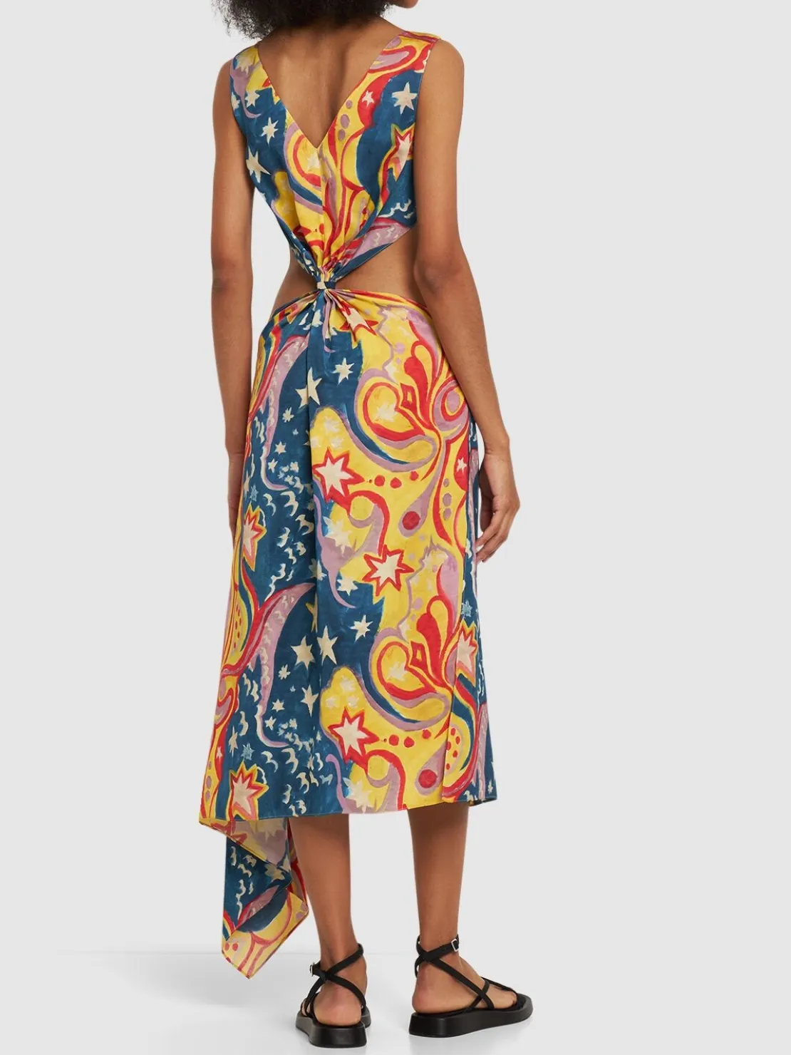 Vestito midi in raso envers stampato