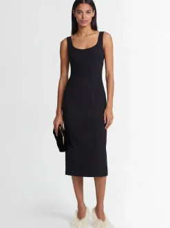 Vestito midi in seta e lana
