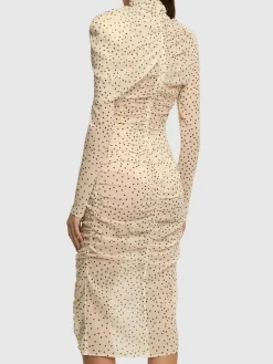 Vestito midi in seta stretch drappeggiata