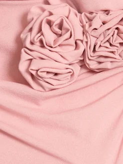 Vestito midi in seta trasparente con rose