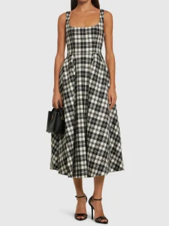 Vestito midi in tartan di lana