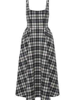 Vestito midi in tartan di lana