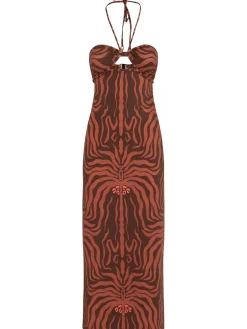 Vestito midi Jungle Palms / allacciatura al collo
