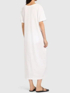 Vestito midi Rakira in cotone a maniche corte