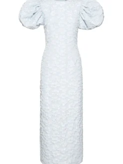 Vestito midi Ruby jacquard con maniche a sbuffo