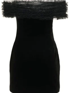 Vestito mini con spalle scoperte in velluto