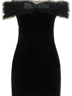 Vestito mini con spalle scoperte in velluto