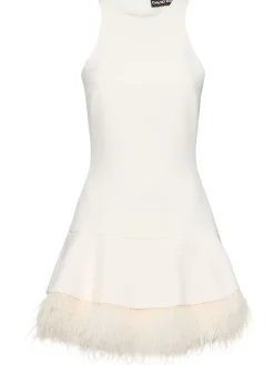 Vestito mini in cady con piume