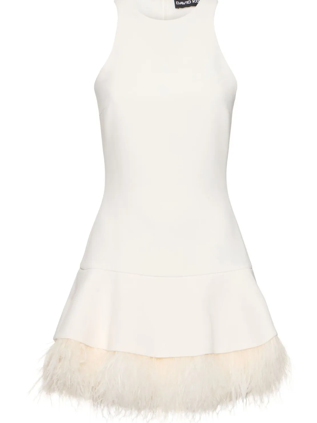 Vestito mini in cady con piume
