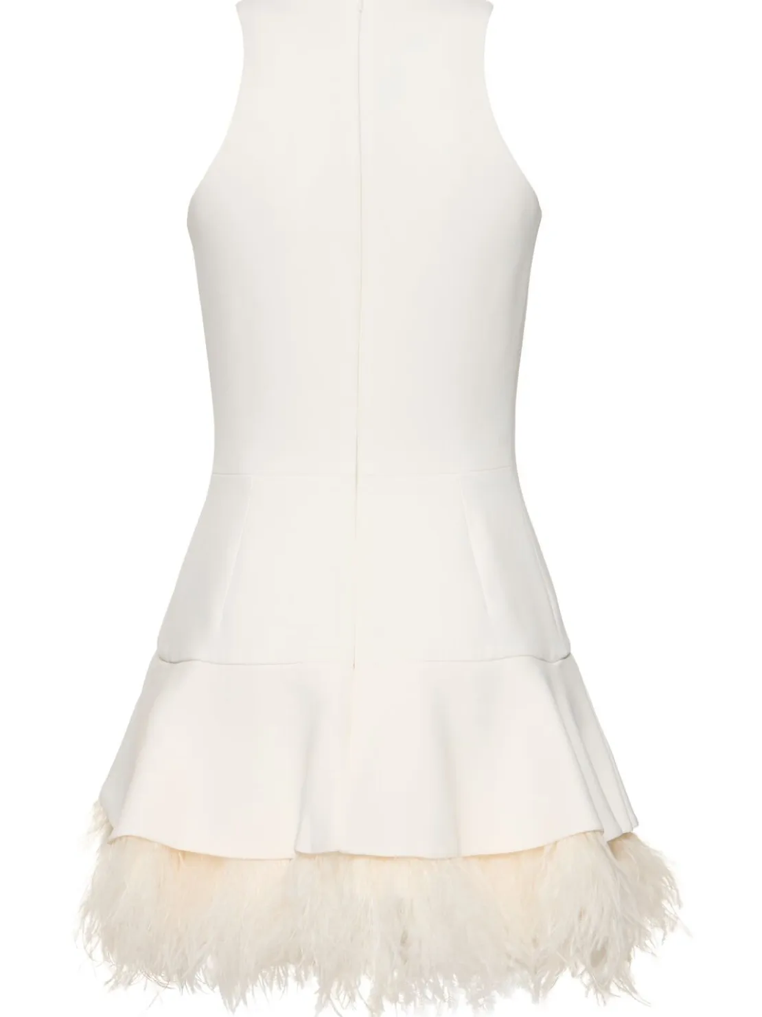 Vestito mini in cady con piume