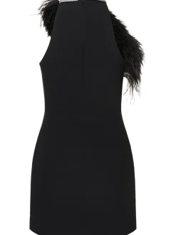 Vestito mini in cady con piume