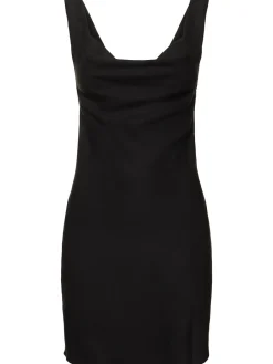 Vestito mini in cotone e lino drappeggiato