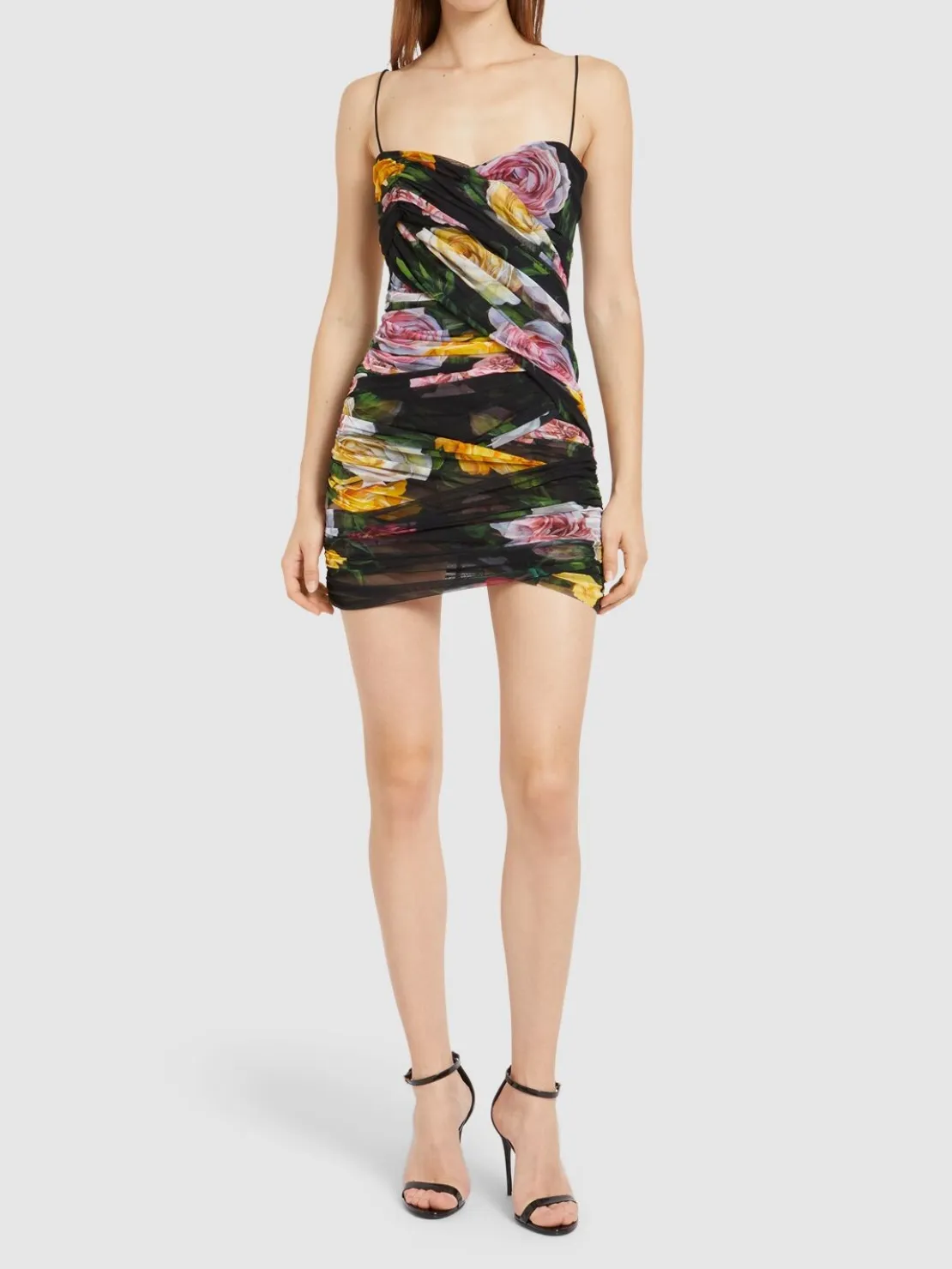 Vestito mini in tulle stretch stampato