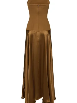 Vestito senza spalline Illi in raso e jersey