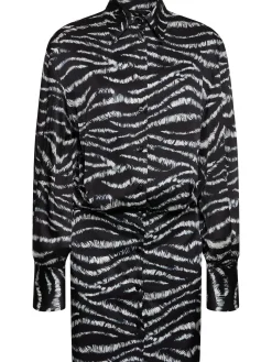 Vestito Silvye in raso con stampa zebra
