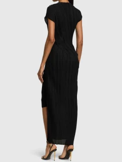 Vestito smanicato con dettaglio arricciato