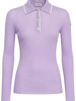 Virgin wool long sleeve polo shirt