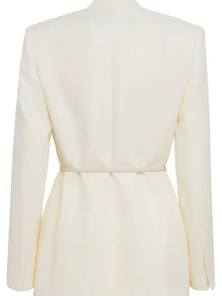 Viscose & linen jacket w/ leather belt