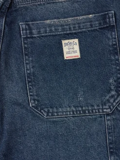 Washed denim straight jeans