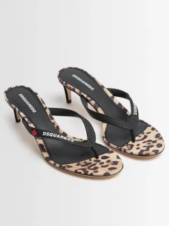 Wild2 Leopard print heeled thong sandals
