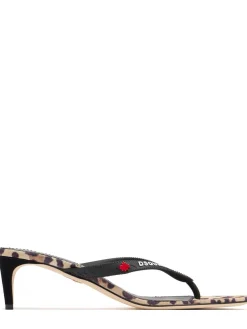 Wild2 Leopard print heeled thong sandals