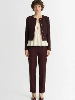 Wool crepe straight pants